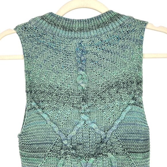 Pilcro Green Blue Sleeveless Knit Crewneck Sweater Side Slit Size XXS - Picture 5 of 8